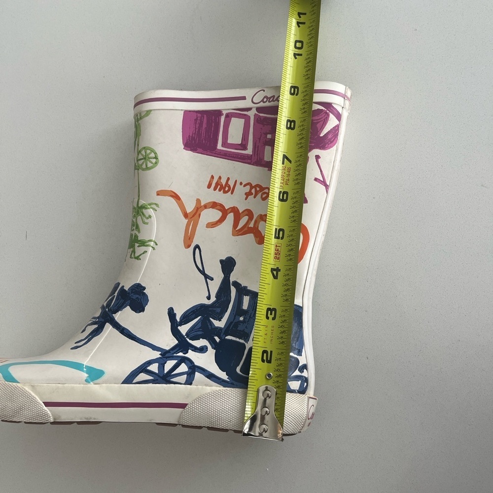 Coach Multicolor Rain Boots Equestrian Horse Carriage Logo Rubber Boots Size 6 - Picture 10 of 11